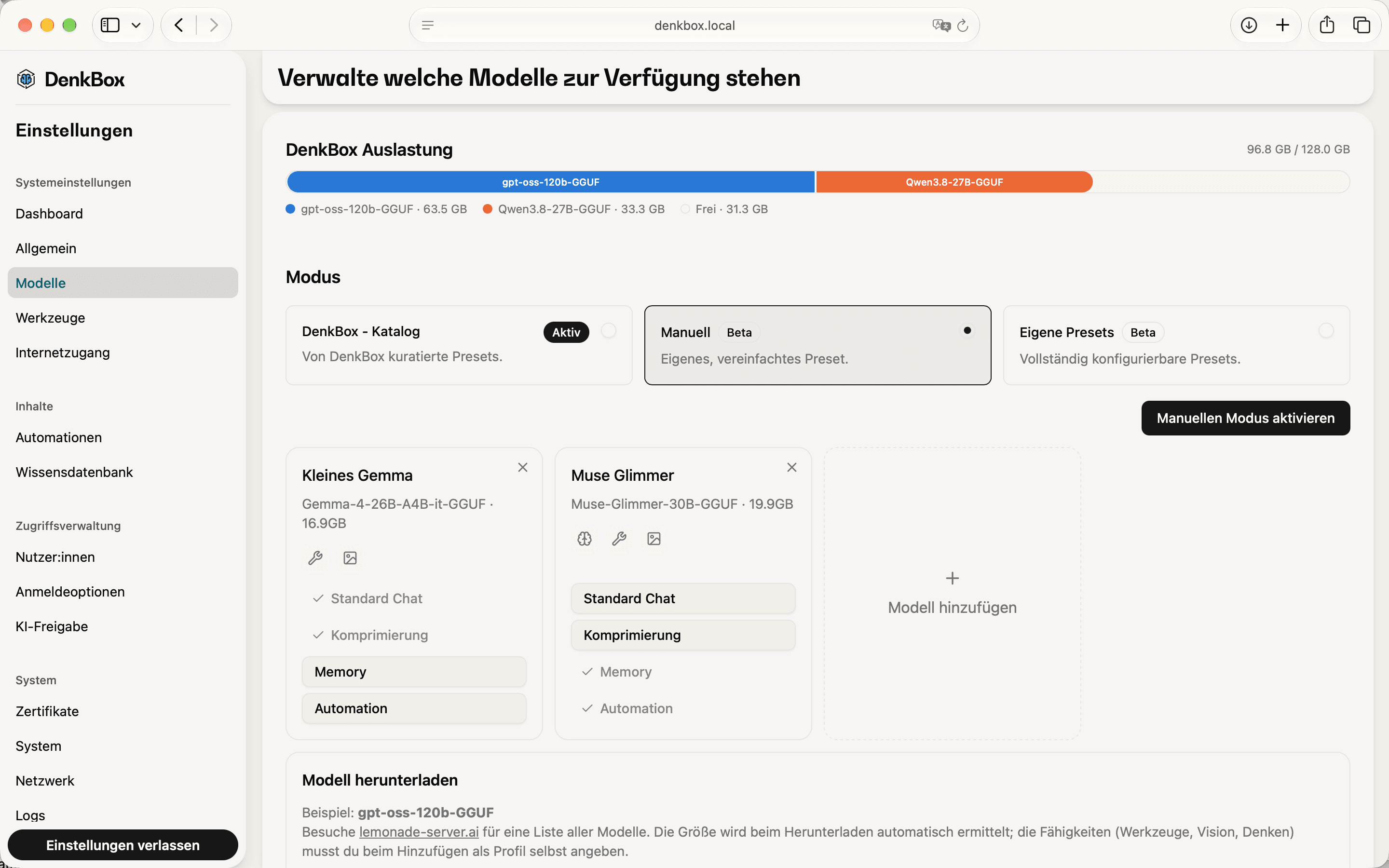 Manueller Modell-Import