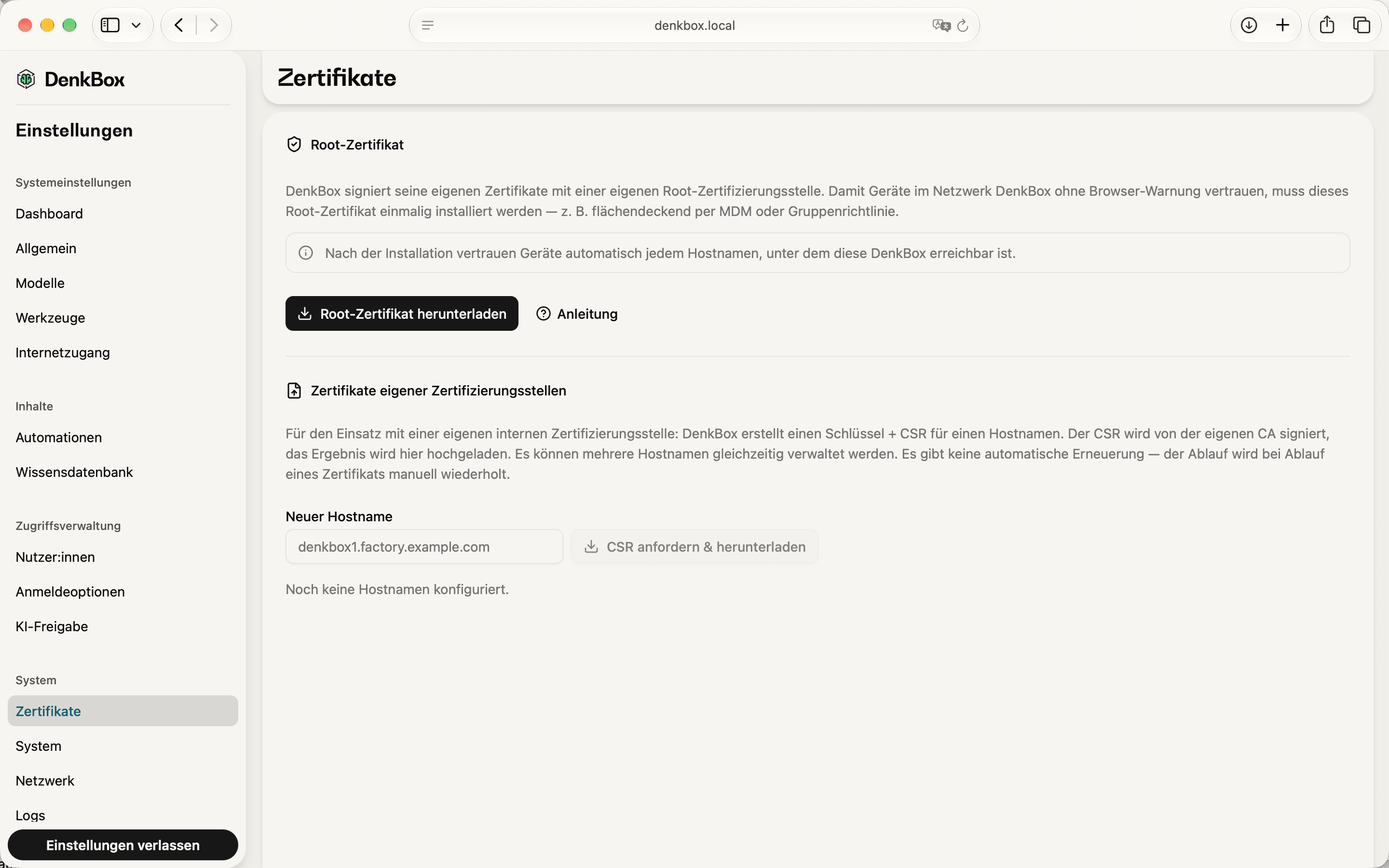 Zertifikatsverwaltung